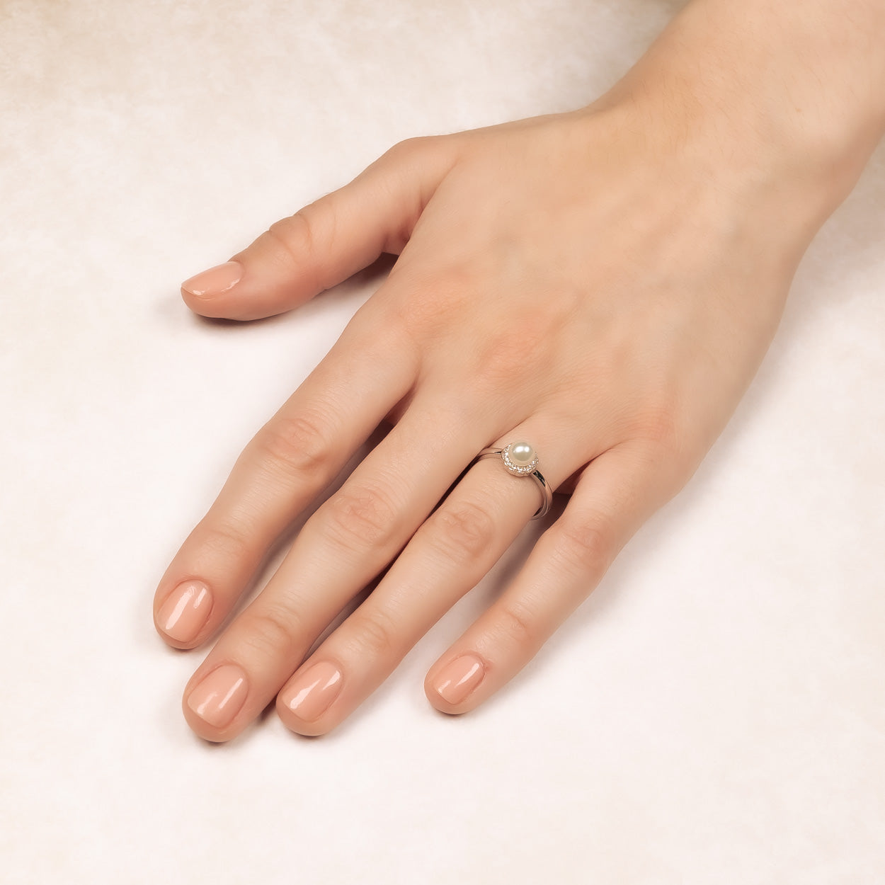 Freshwater Pearl and CZ Ring