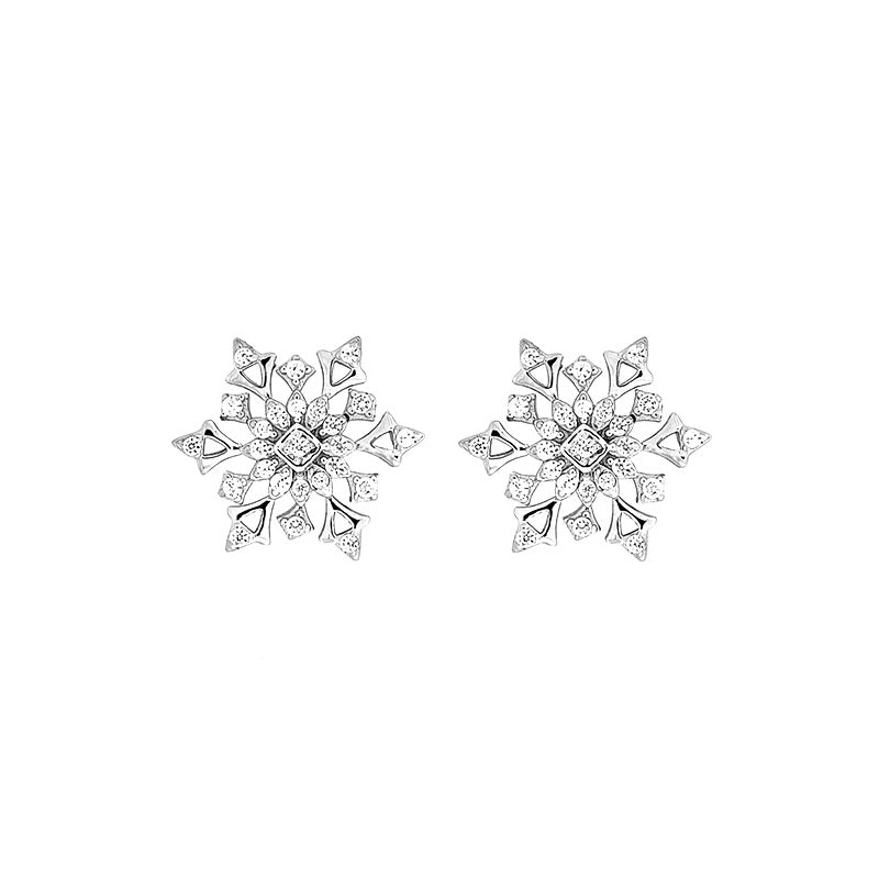 Six Point Silver Snowflake Earrings