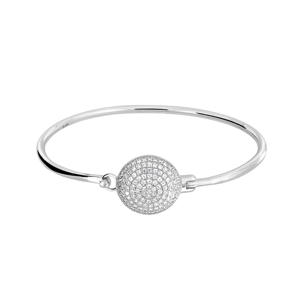 Silver Pavé Disc Bangle