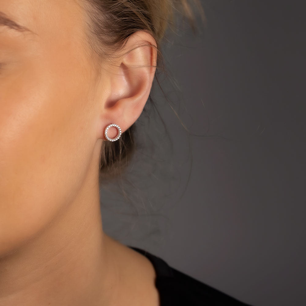 Pavé Open Circle Stud Earring