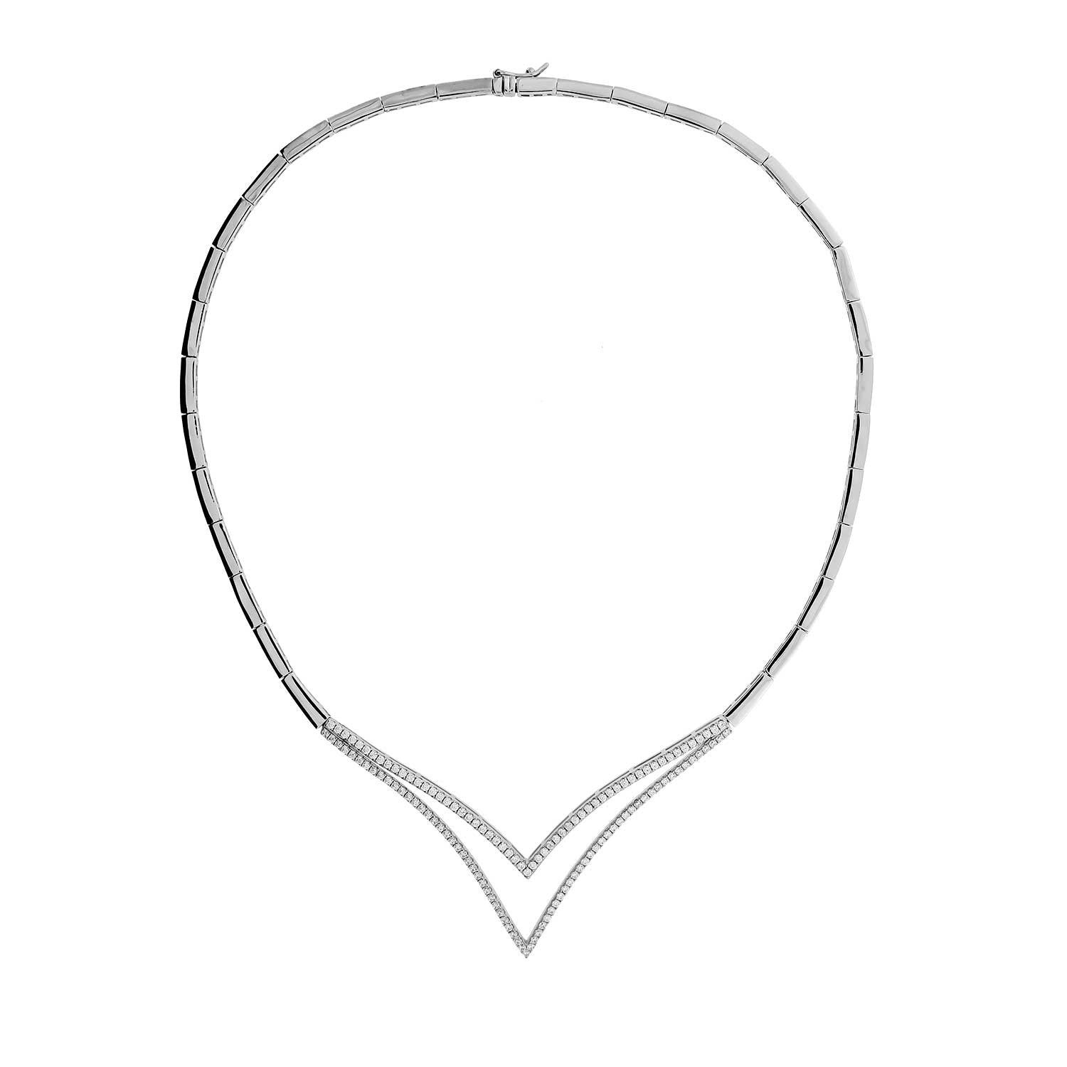 Silver and Pavé Double Curve Collar Necklace