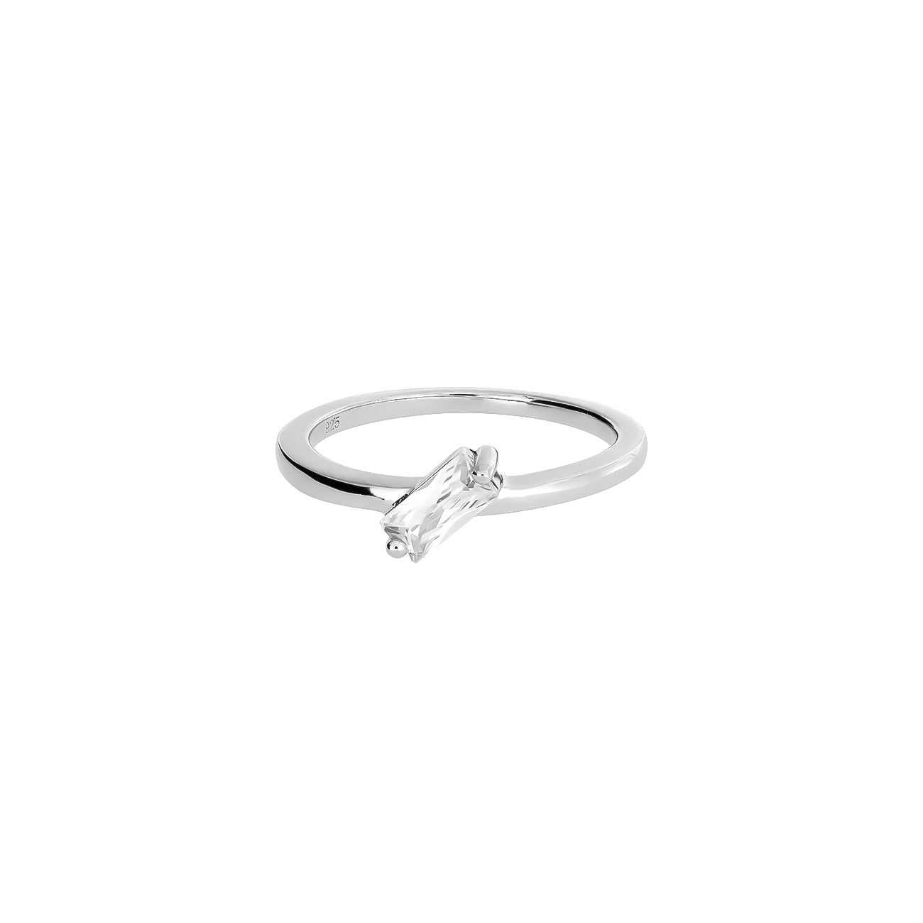 Silver & Baguette Stone Ring