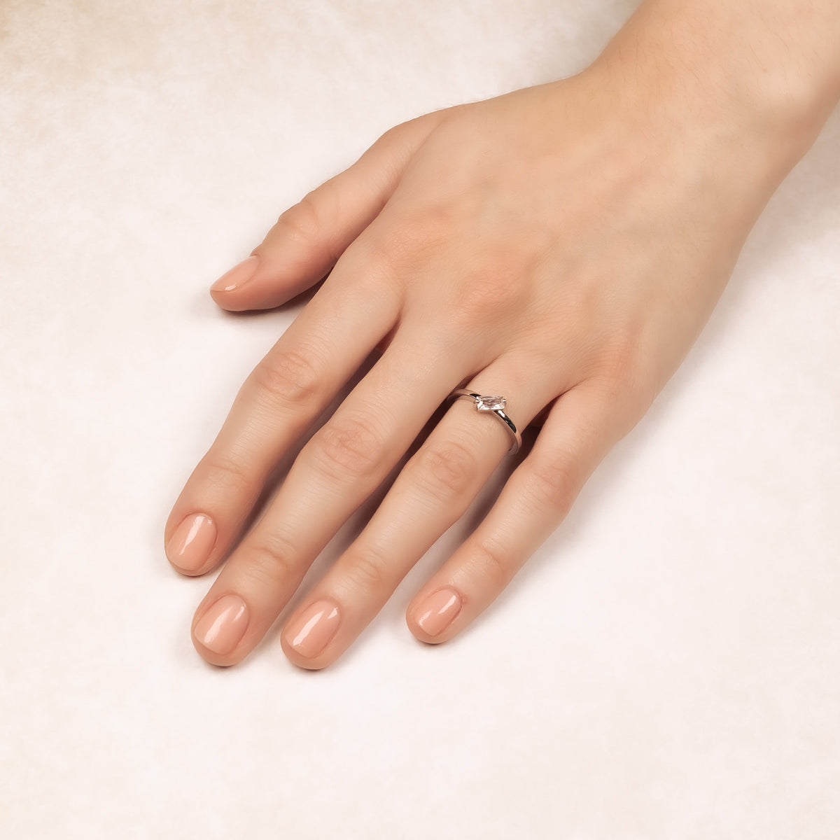 Silver & Baguette Stone Ring