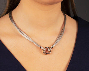 Silver & Rose Gold Vermeil Double Circle Necklace