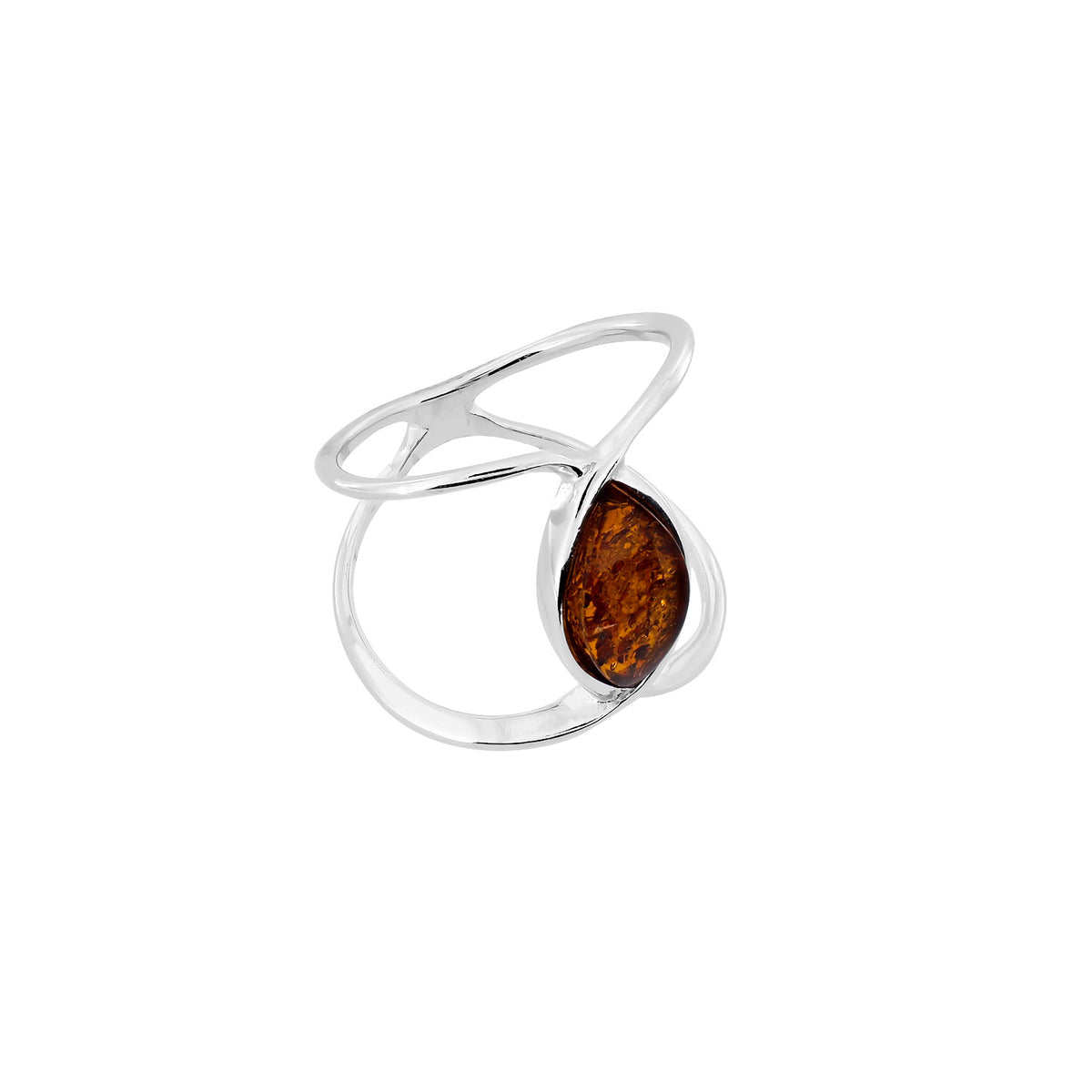 Crossover Amber &amp; Silver Ring