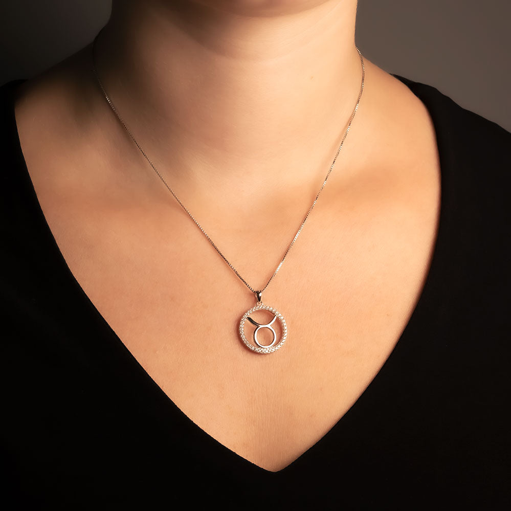 Silver Taurus Zodiac Pendant - Azendi