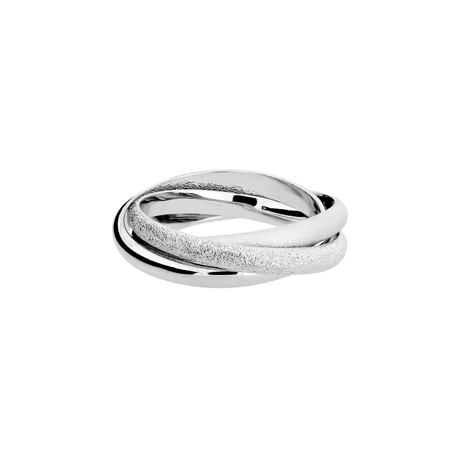 Matt & Polished Silver Russian Wedding Ring - Azendi