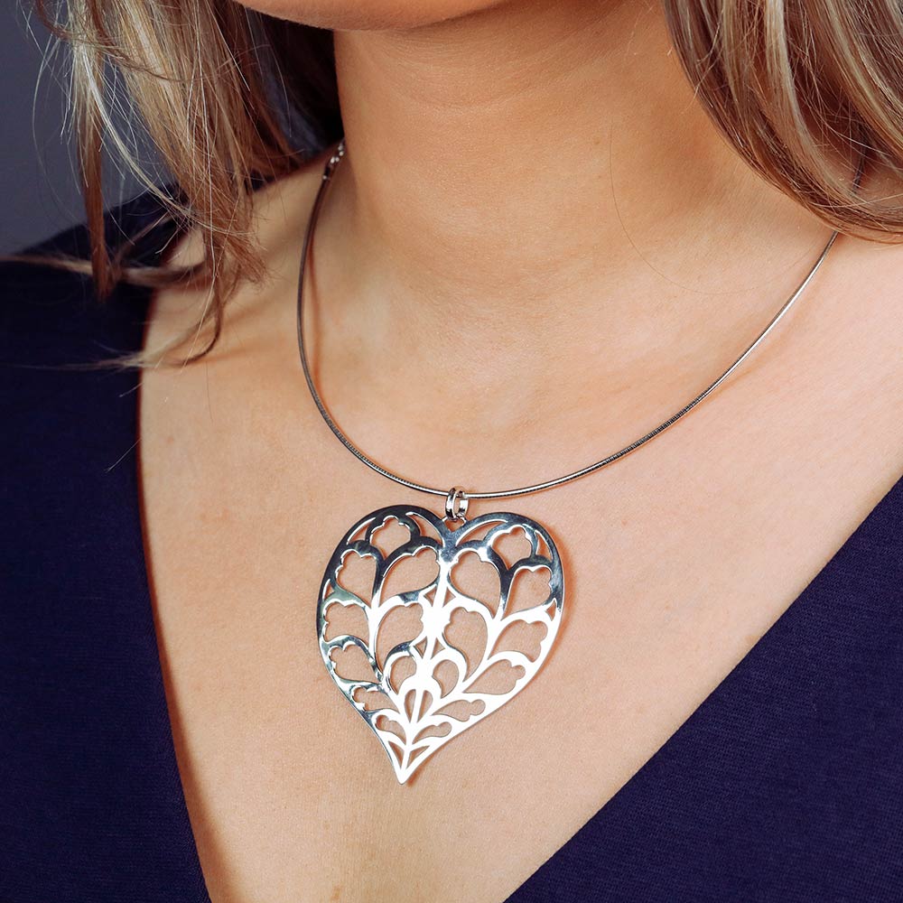 Silver Heart of Yorkshire Pendant on Collar