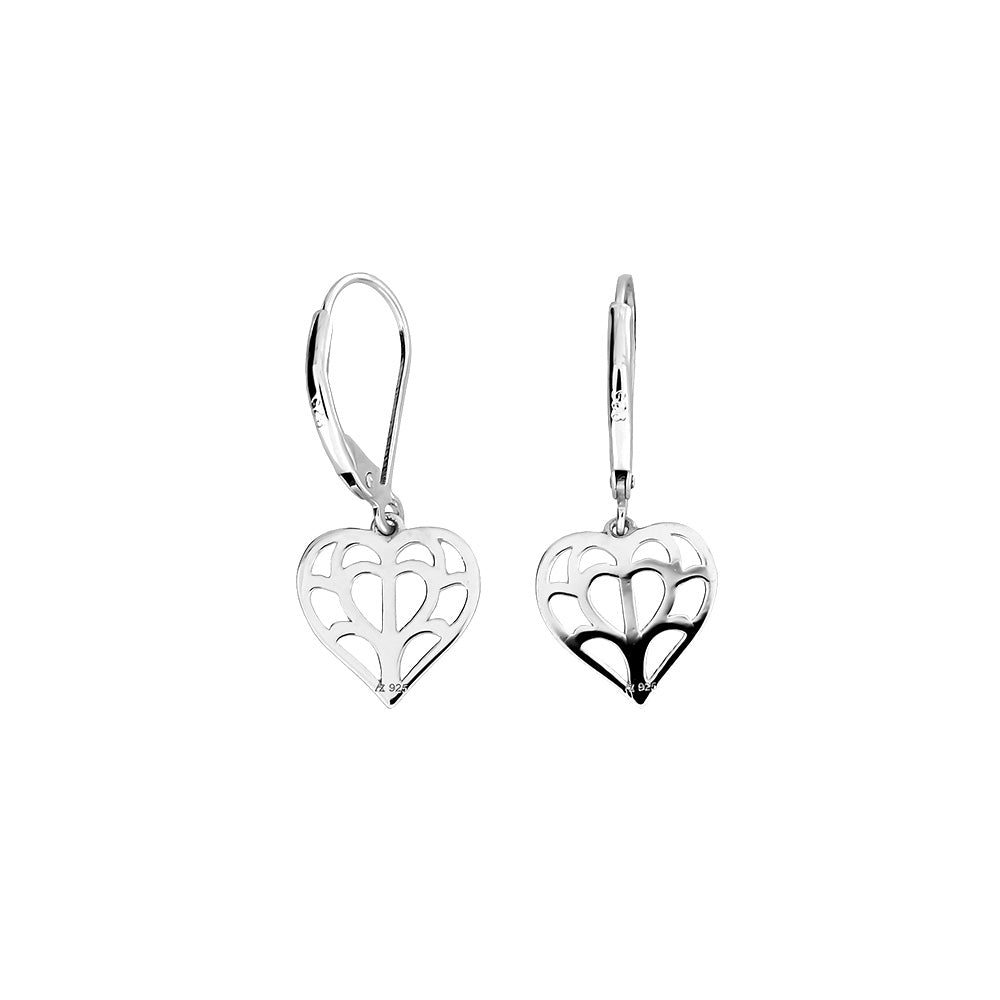 Silver Cut-Out Heart of Yorkshire Drop Earrings