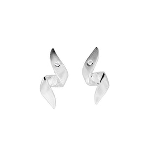 Silver Ribbon Stud Earrings