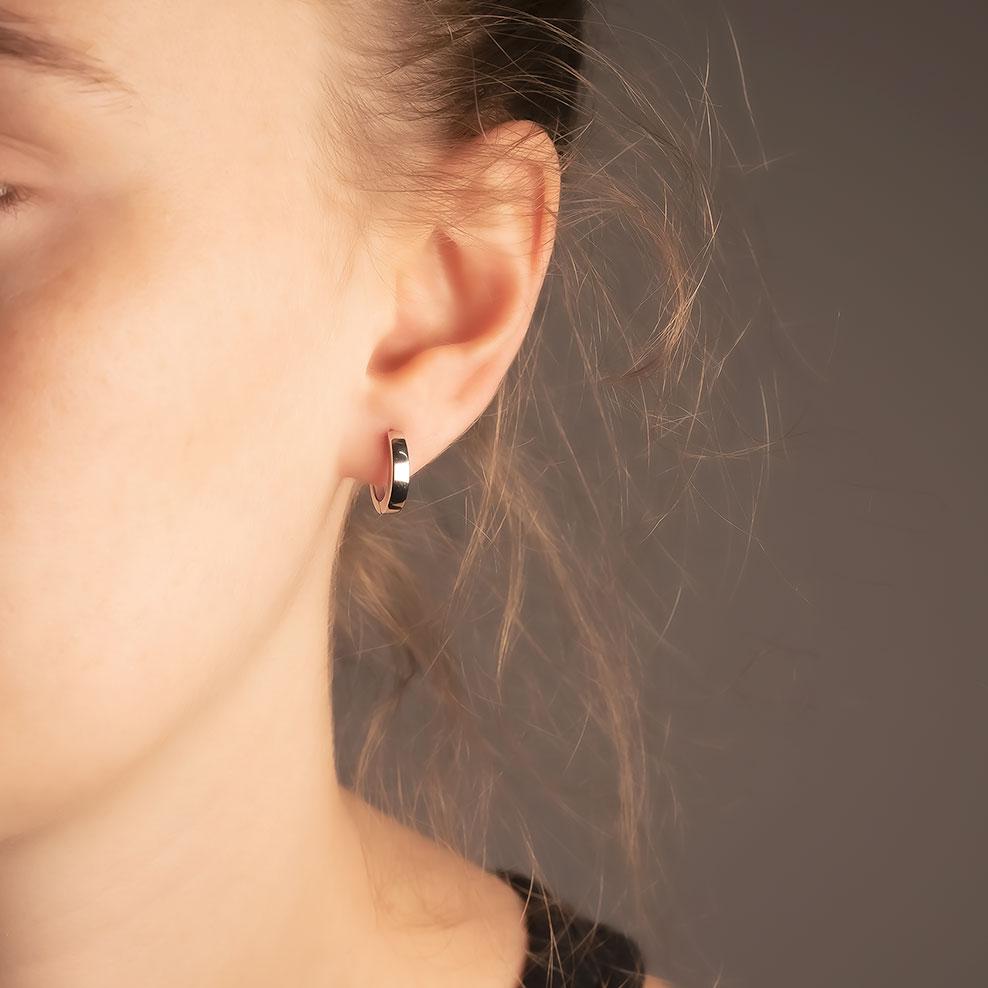 9 Carat Gold Hinge Hoop Earrings - Medium Squared