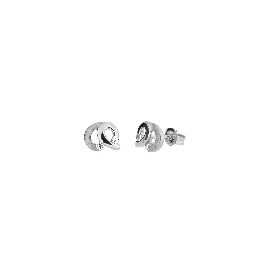 Silver Satin &amp; Polished Loops Studs