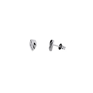 Silver & CZ Curved Stud Earrings