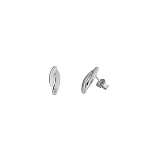 Silver Satin & Polished Long Marquise Studs