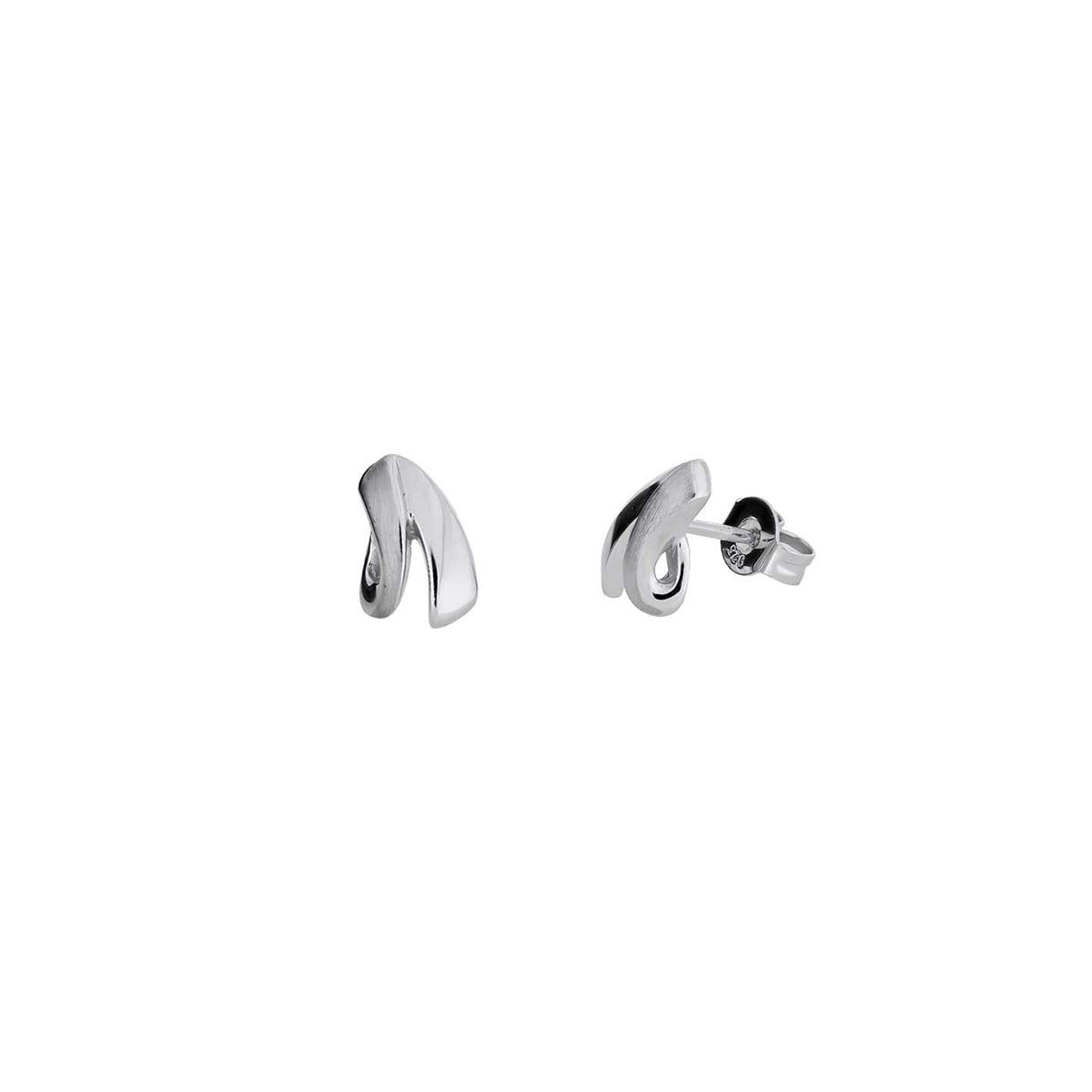 Silver Satin &amp; Polished Curved Studs