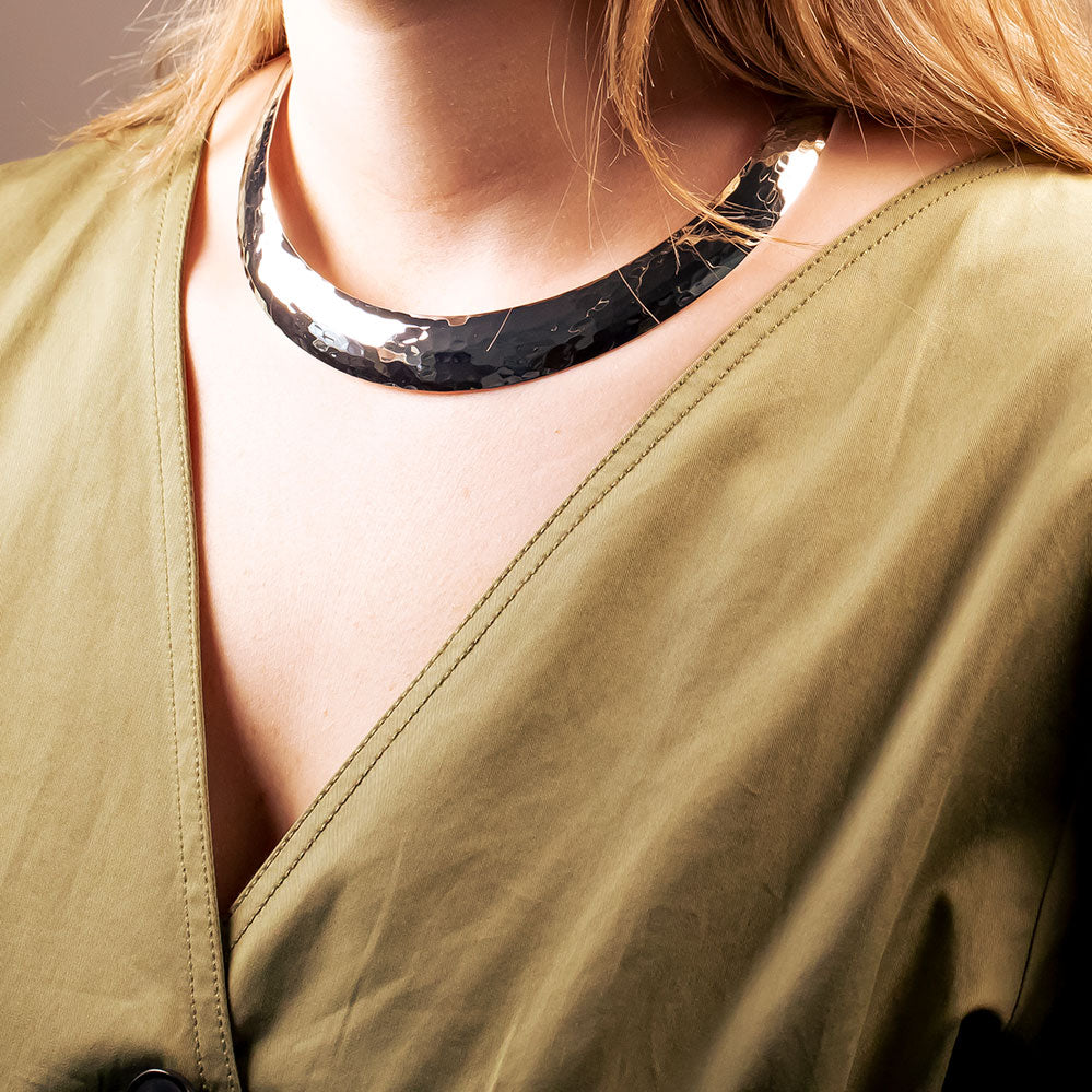 Silver Planished Collar Necklace