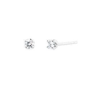 9 Carat White Gold & Diamond Claw Stud Earrings (0.08ct diamond)