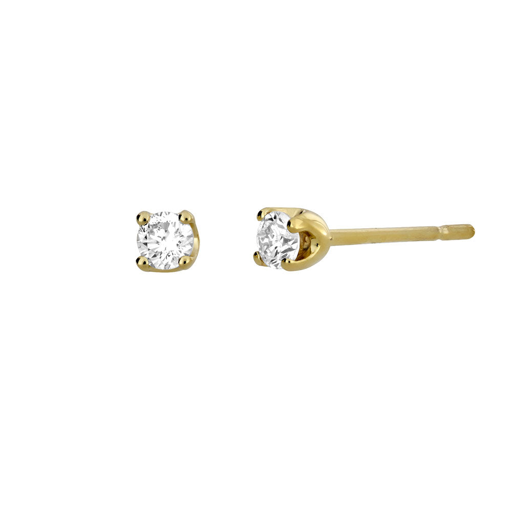 9 Carat Gold & Diamond Claw Stud Earrings (0.14ct diamond)