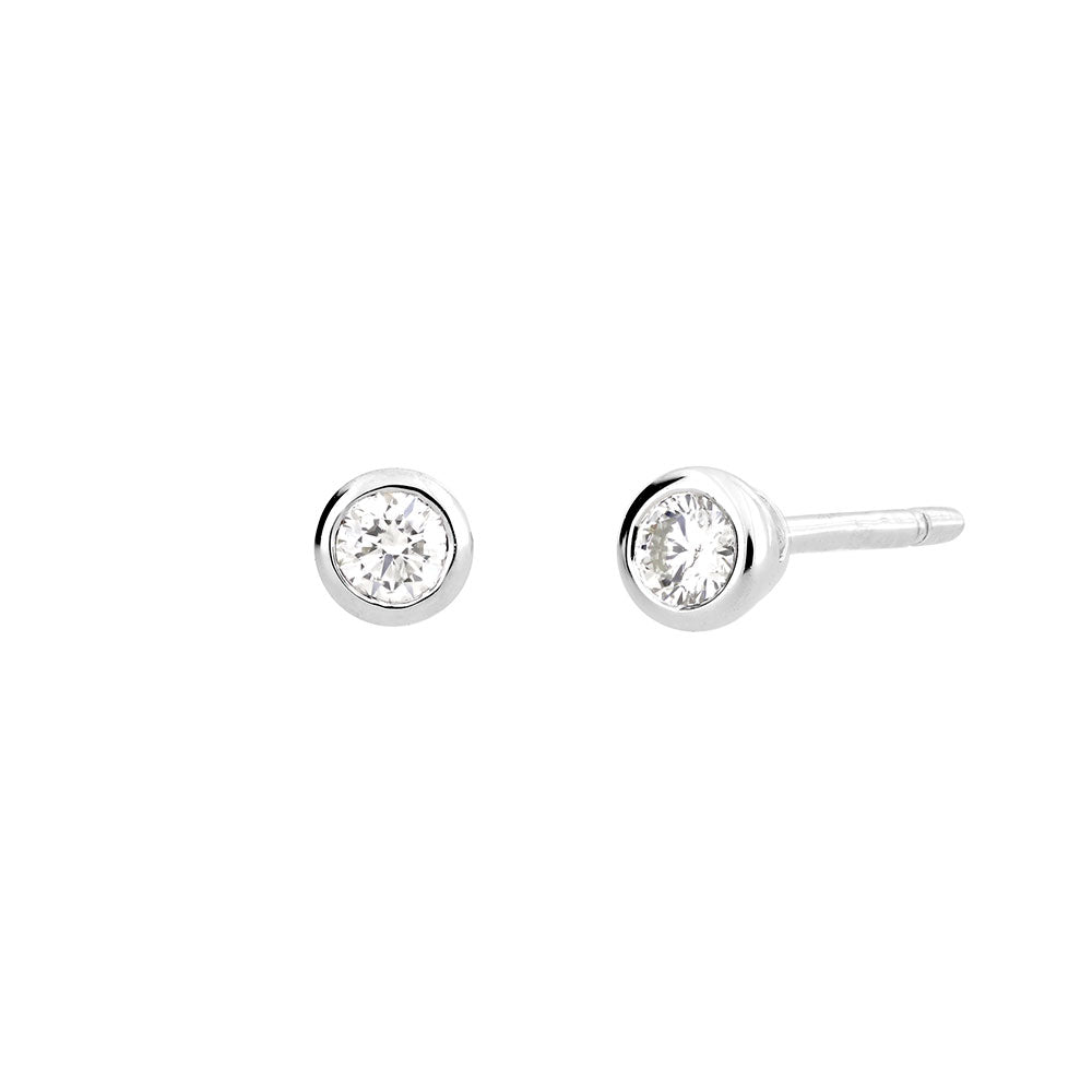 9 Carat White Gold &amp; Diamond Stud Earrings (0.08ct diamond)