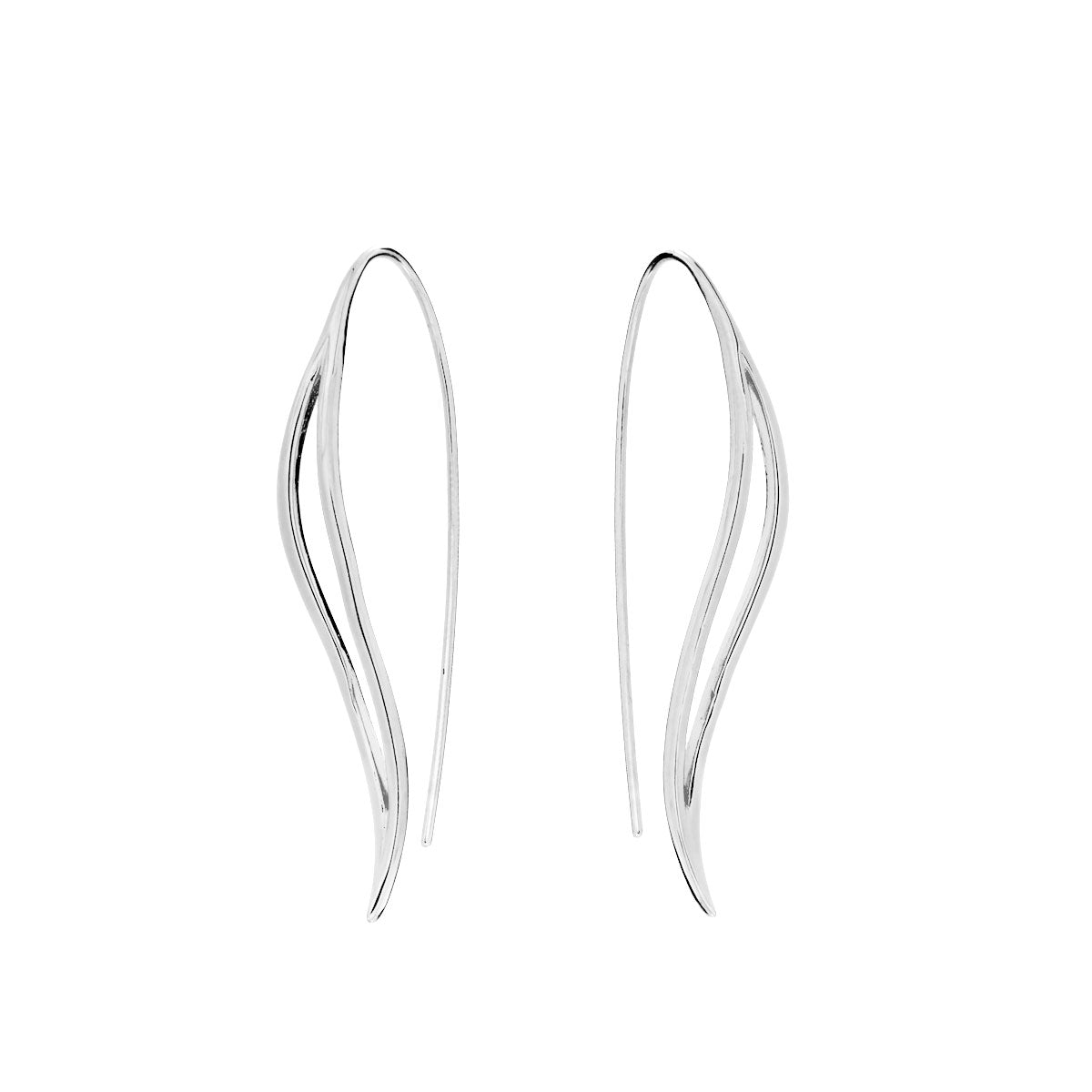 Silver Wave Hook through Earrings