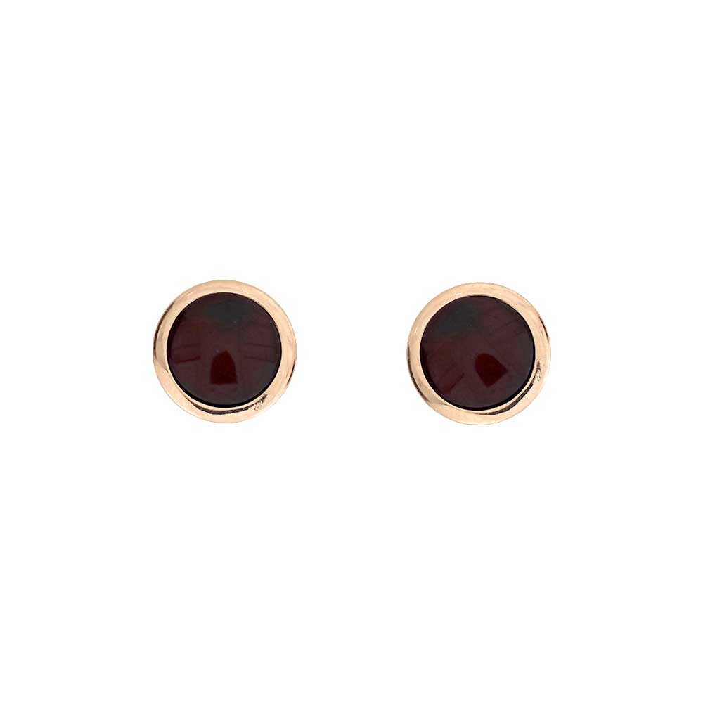 Rose Gold Vermeil &amp; Amber Large Button Studs; 8mm