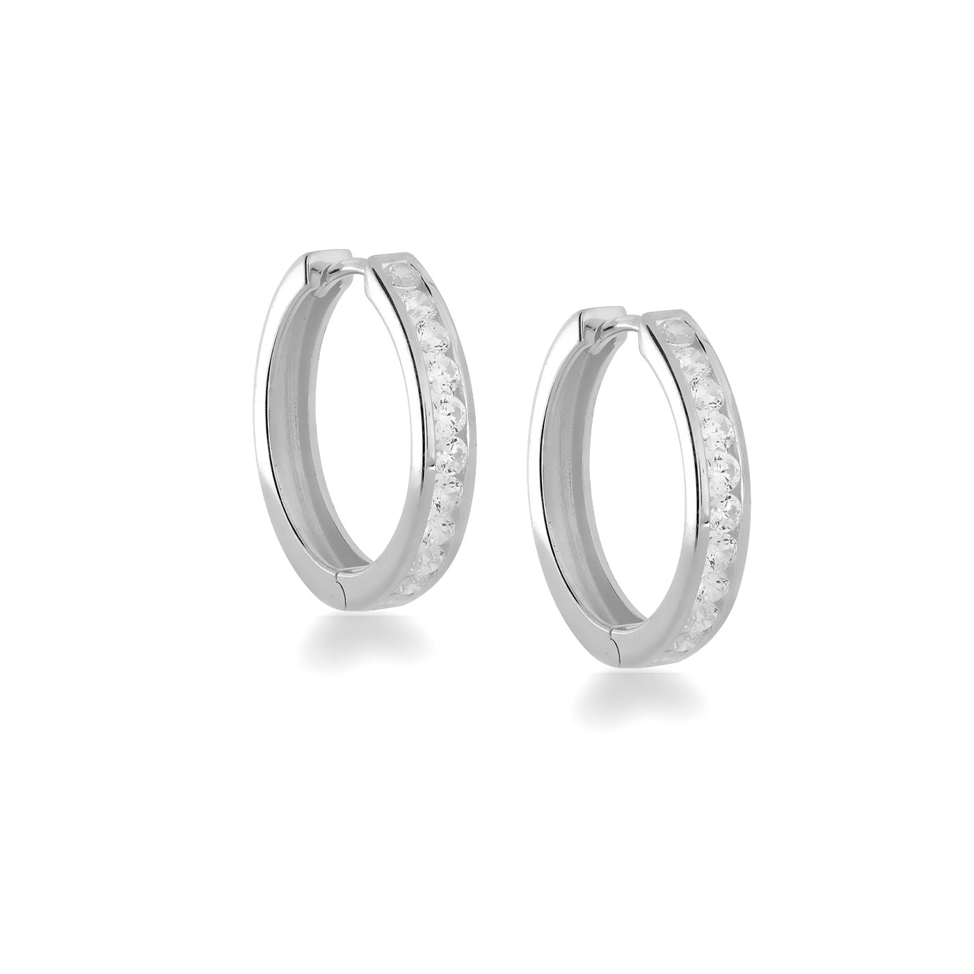 Hinge Hoop Earrings - Medium Stone-Set