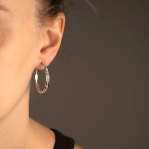 Hinge Hoop Earrings - Large Stone-Set