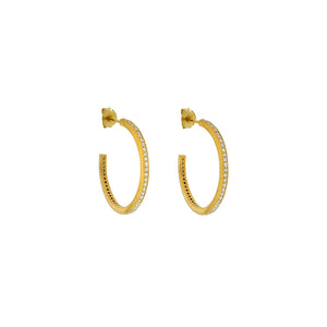 Pavé Three-Quarter Hoop Earrings