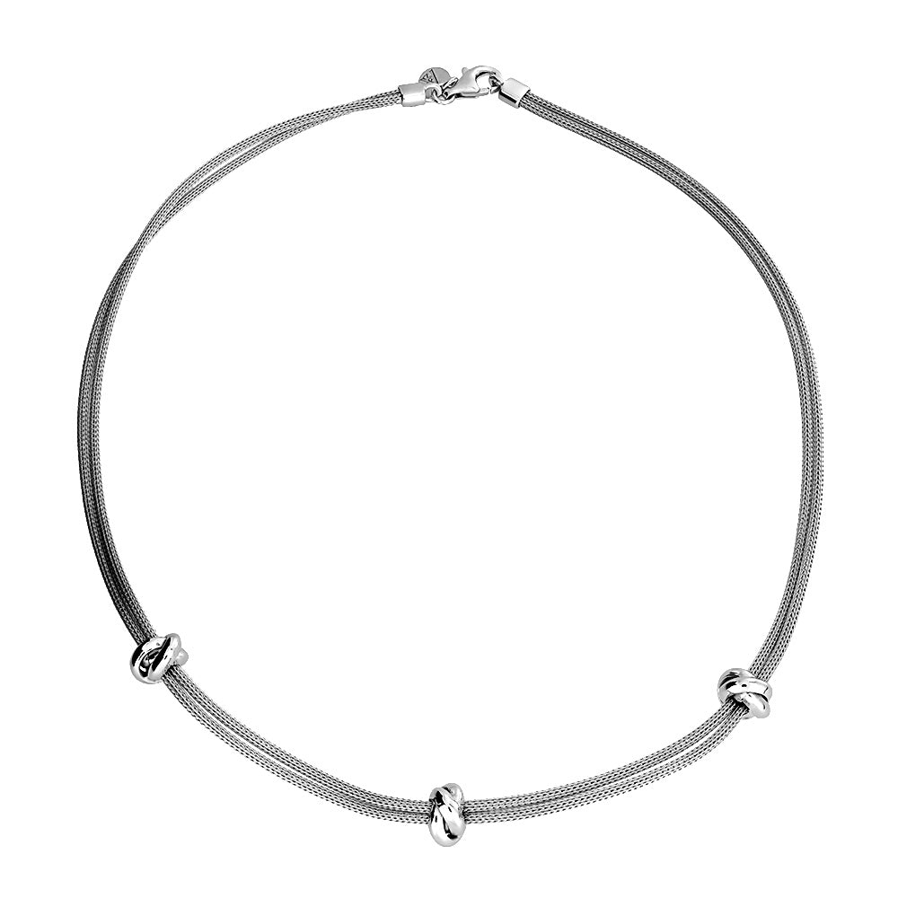 Silver Mesh Necklace with Knots