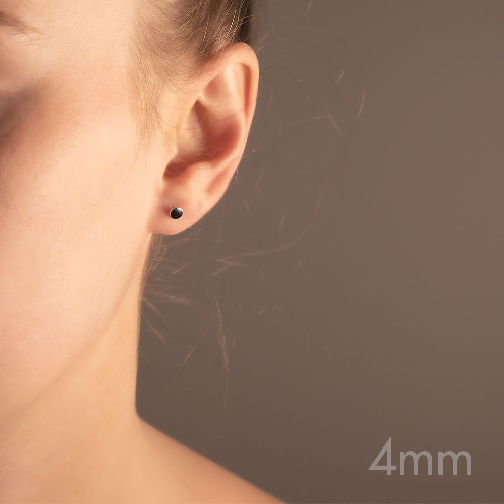 Double Curved Button Stud Earrings - Sterling Silver