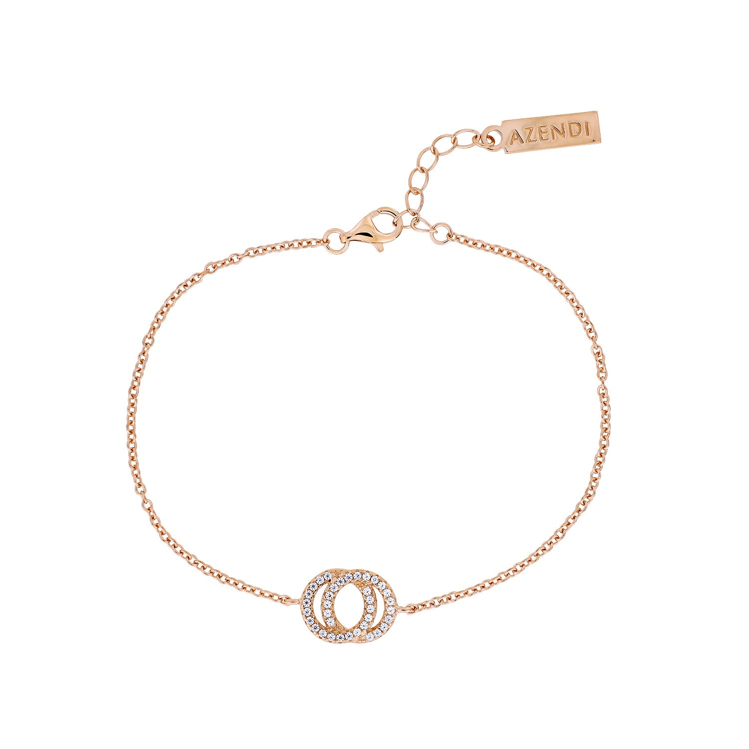Rose Gold Vermeil and Cubic Zirconia Interlocking Circles Bracelet
