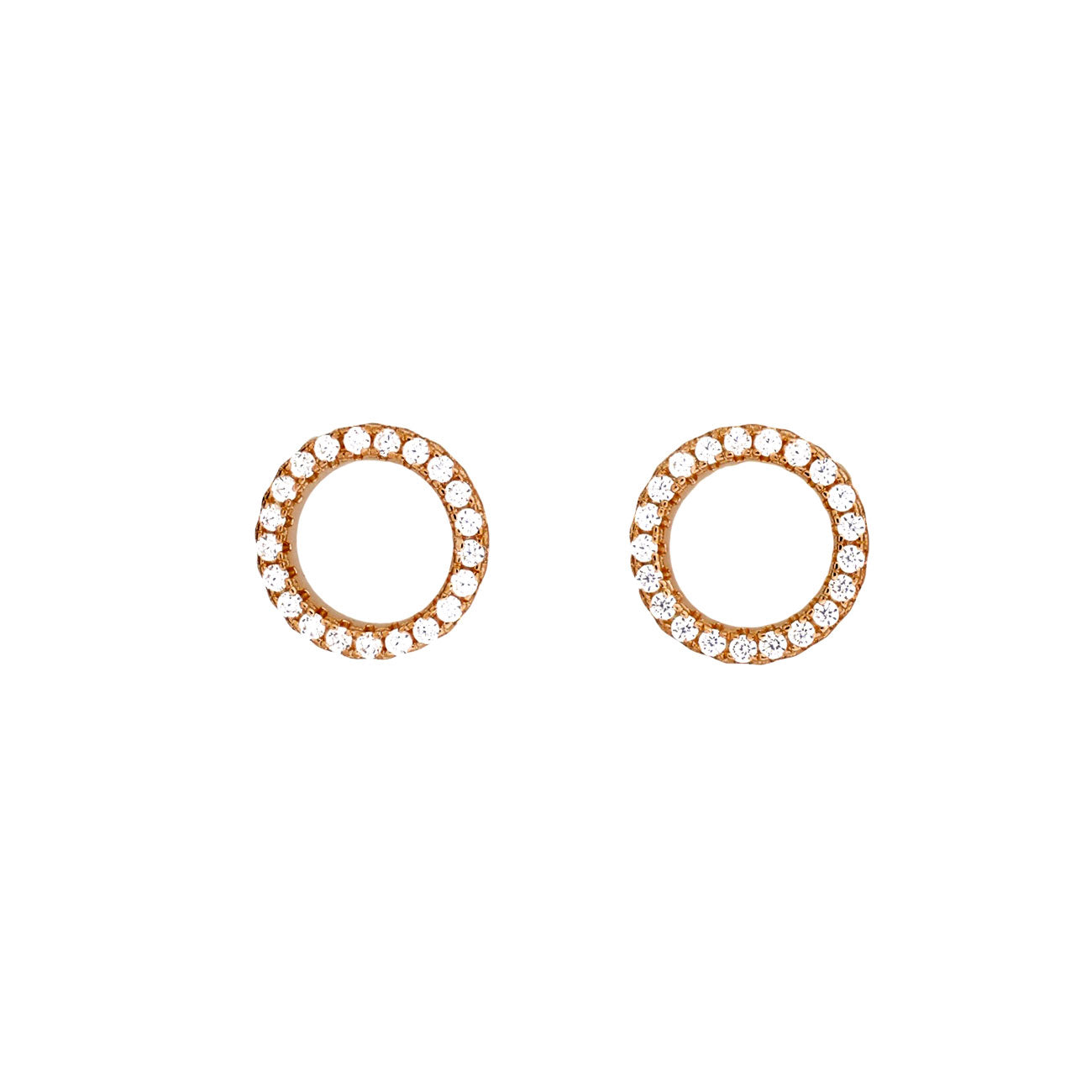 Rose Gold Vermeil Pavé Open Circle Stud Earring