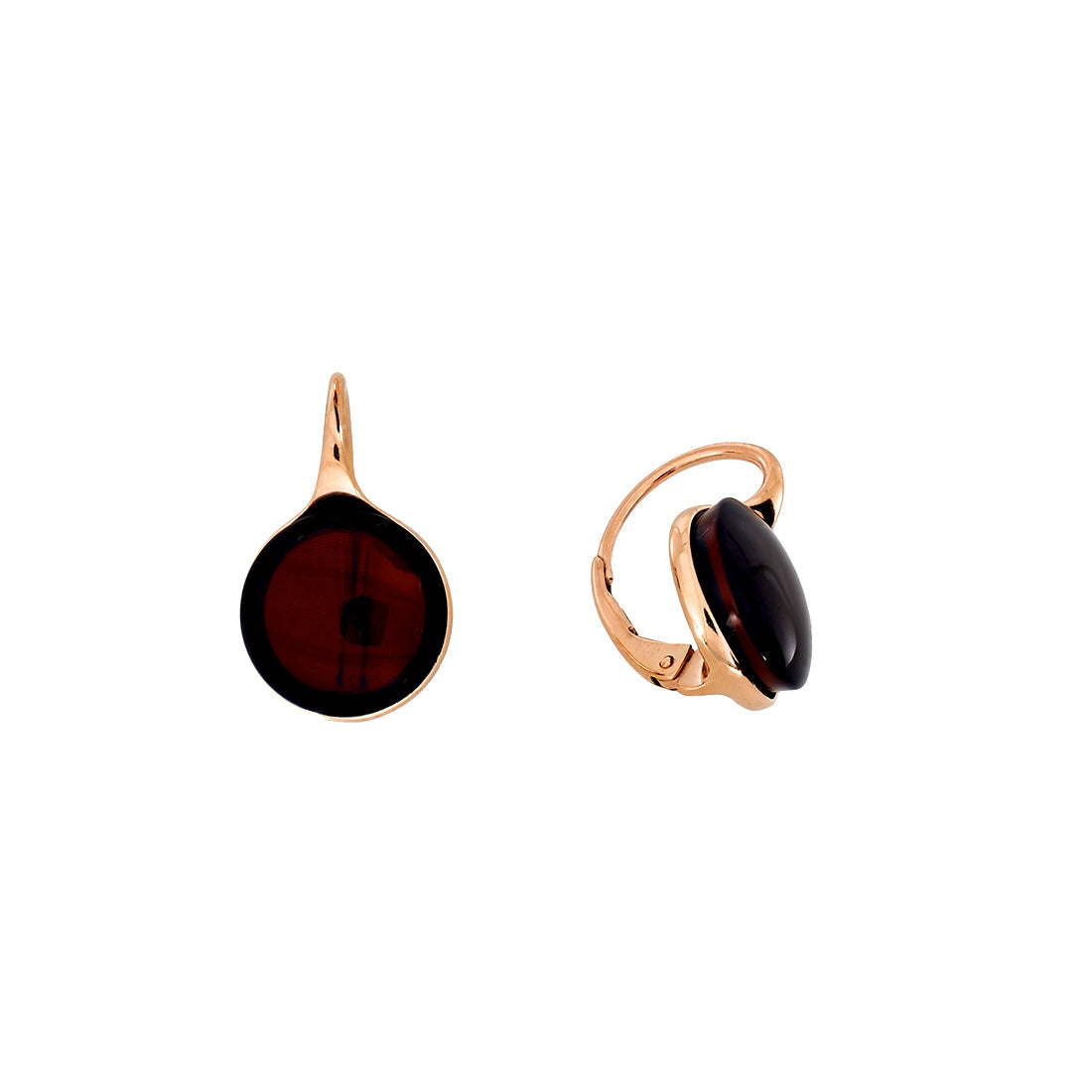 Rose Gold Vermeil &amp; Cherry Amber Button Drop Earrings