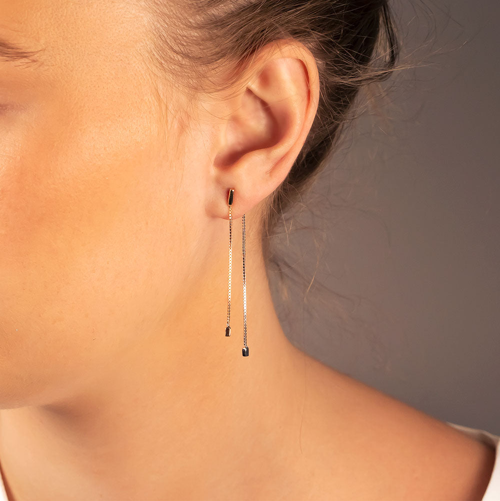 There & Back  Silver Chain Drop Earrings