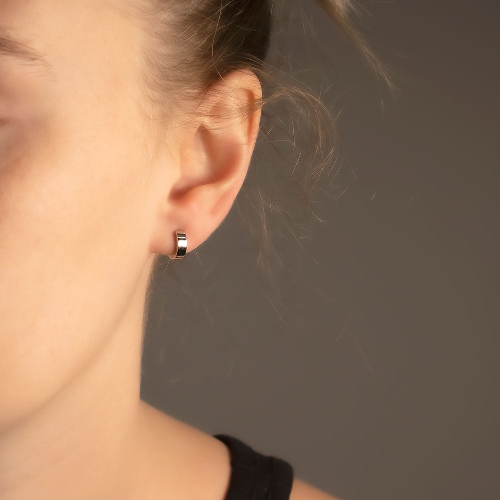 9 Carat Gold Hinged Hoops - Small Squared