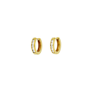 9 Carat Gold Hinged Hoops - Small Stone Set