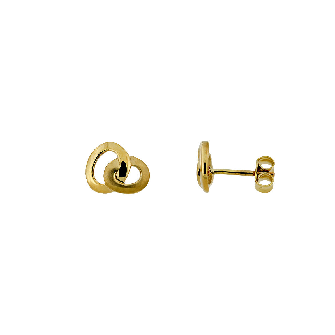 9 Carat Gold Satin & Polished Interlocked Ovals Studs
