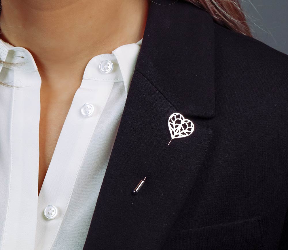 Silver Heart of Yorkshire Lapel Pin