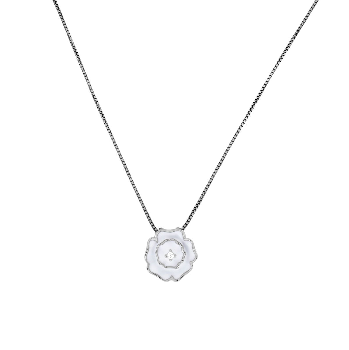 Sterling Silver Yorkshire Rose Necklace - Enamel