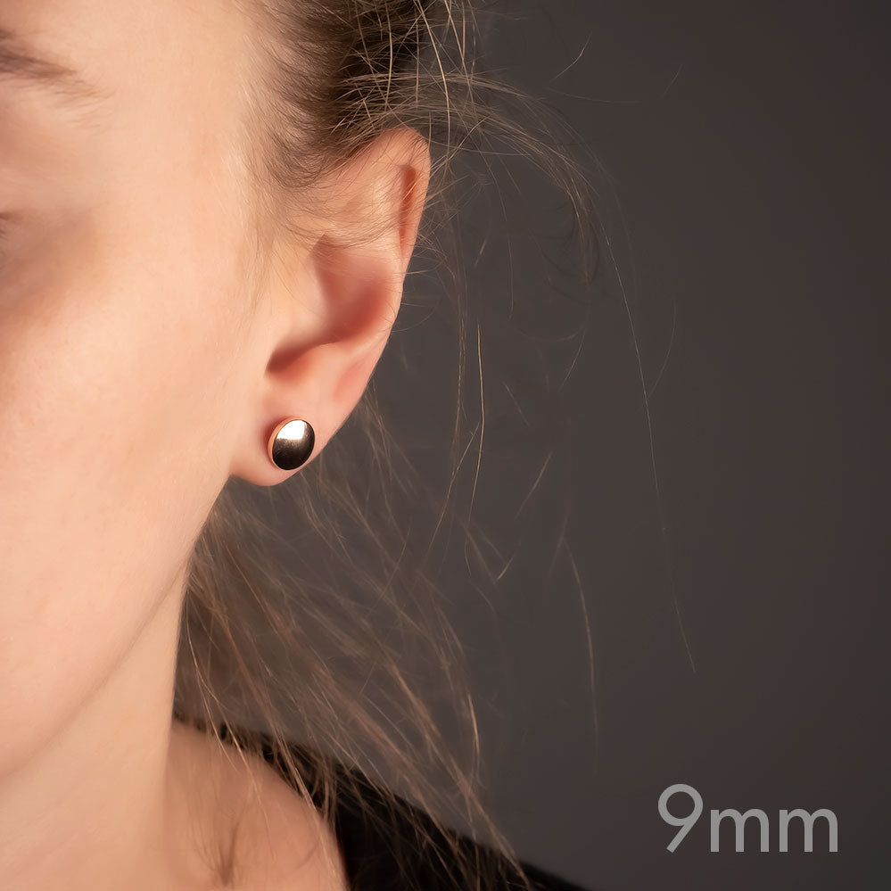 Double Curved Button Stud Earrings - Rose Gold Vermeil