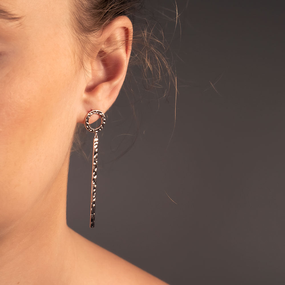 Moda Hammered Bar Drop Earrings