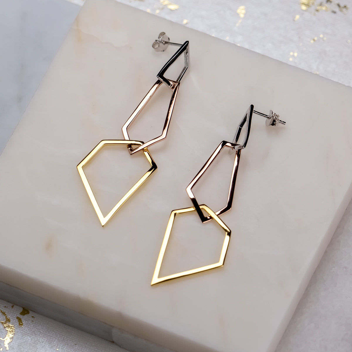 Pinnacle Three Polygon Drop Earrings