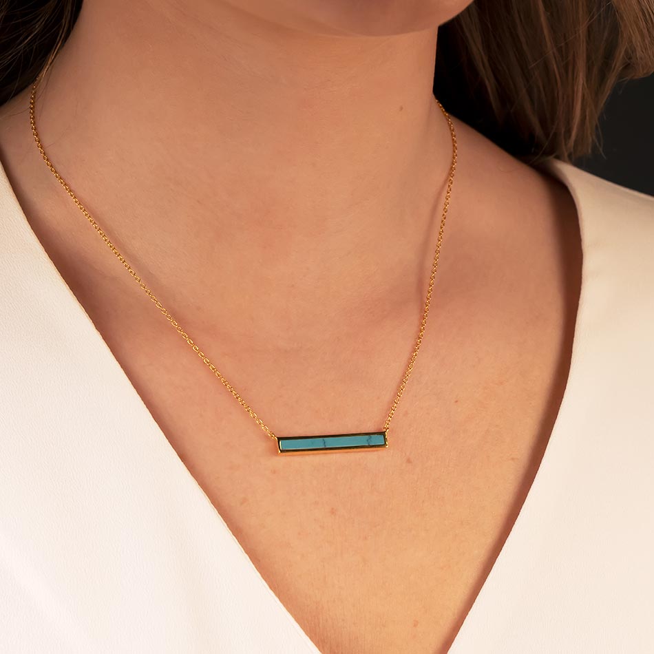 Horizon Bar Necklace in Sky Blue Howlite