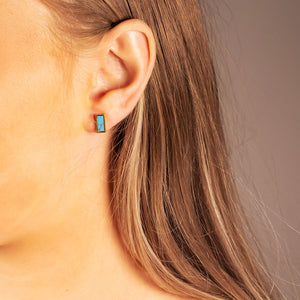 Horizon Bar Stud Earrings in Sky Blue Howlite