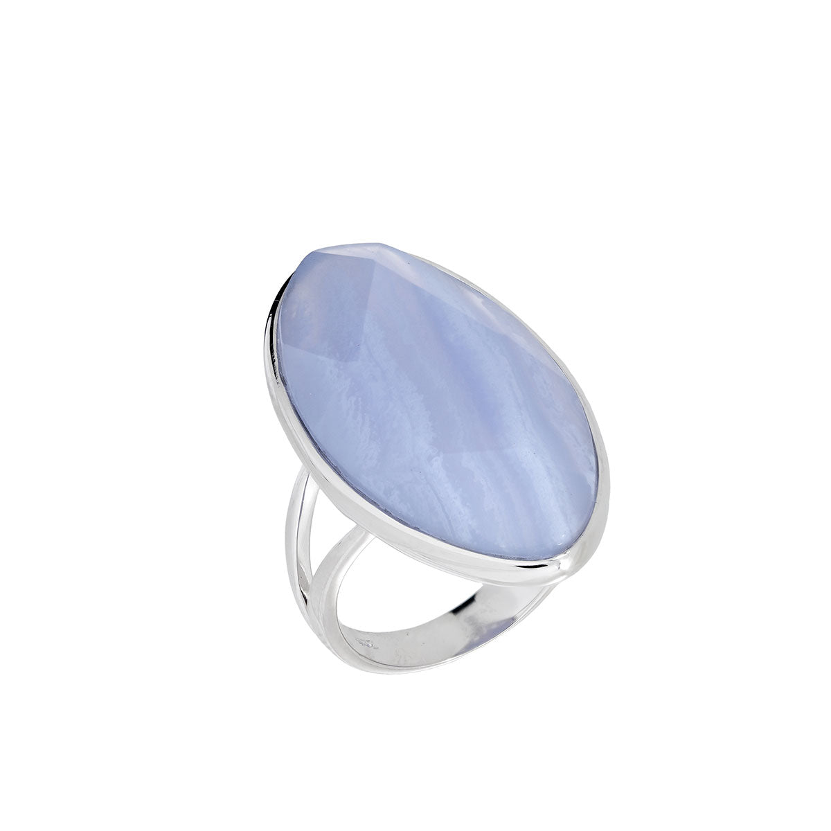 Blue Agate and Silver Stone Ring