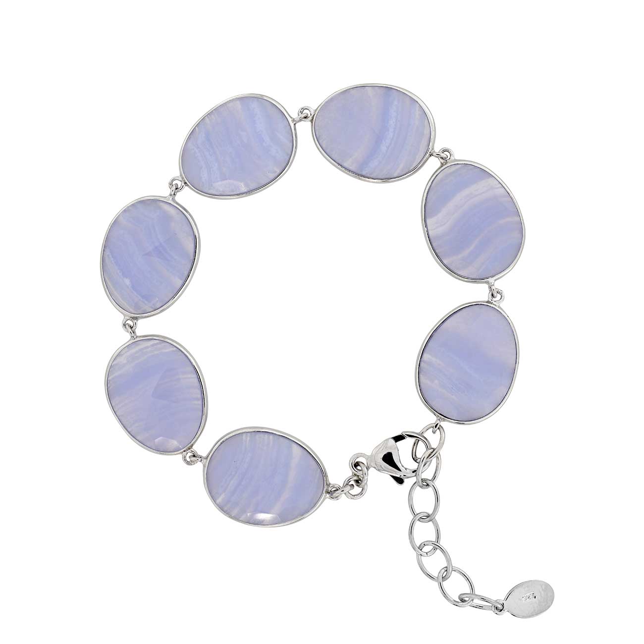 Blue Agate and Silver Bracelet