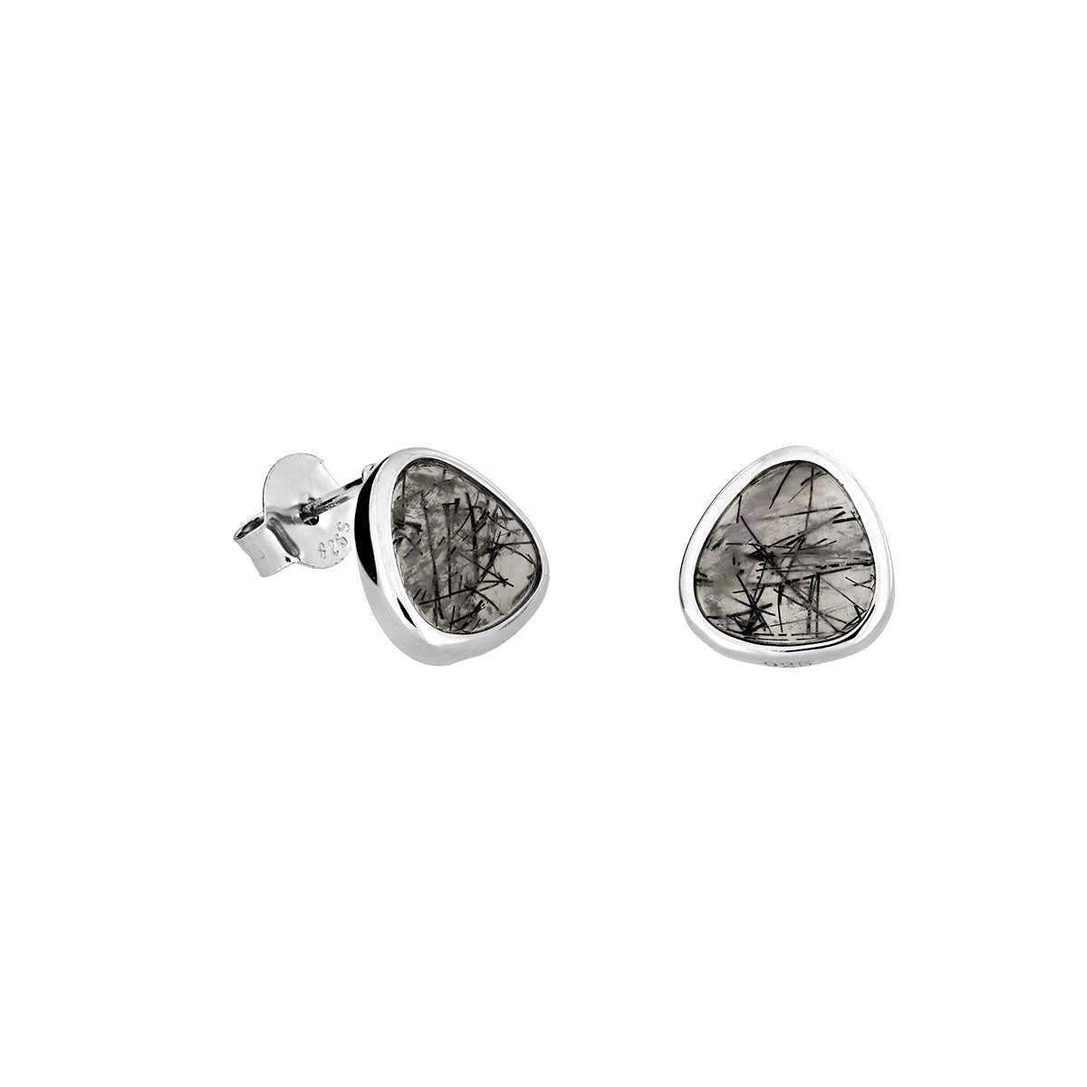 Silver &amp; Rutile Quartz Avalon Stud Earrings