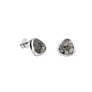 Silver & Rutile Quartz Avalon Stud Earrings