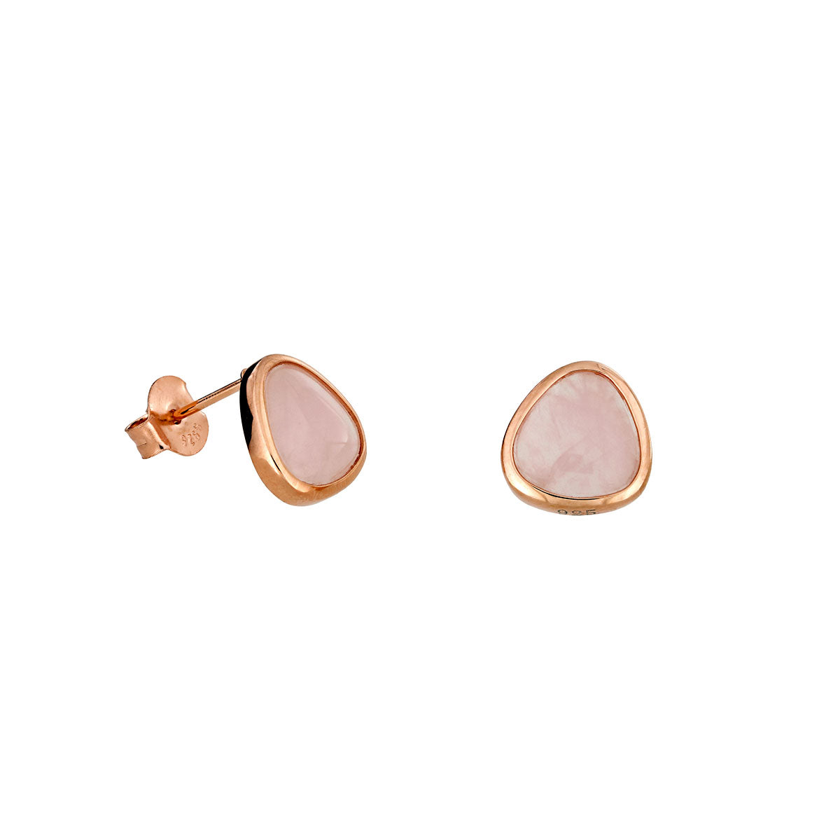 Rose Quartz &amp; Rose Gold Vermeil Stud Earrings