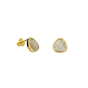 Golden Rutile Yellow Gold Vermeil Stud Earrings